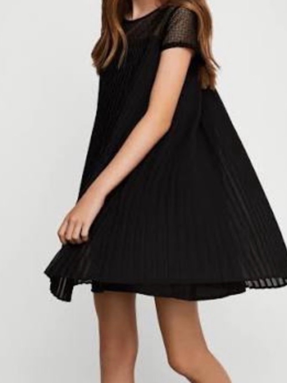 BCBG Girls Black Pleated Short Sleeve Dress 14